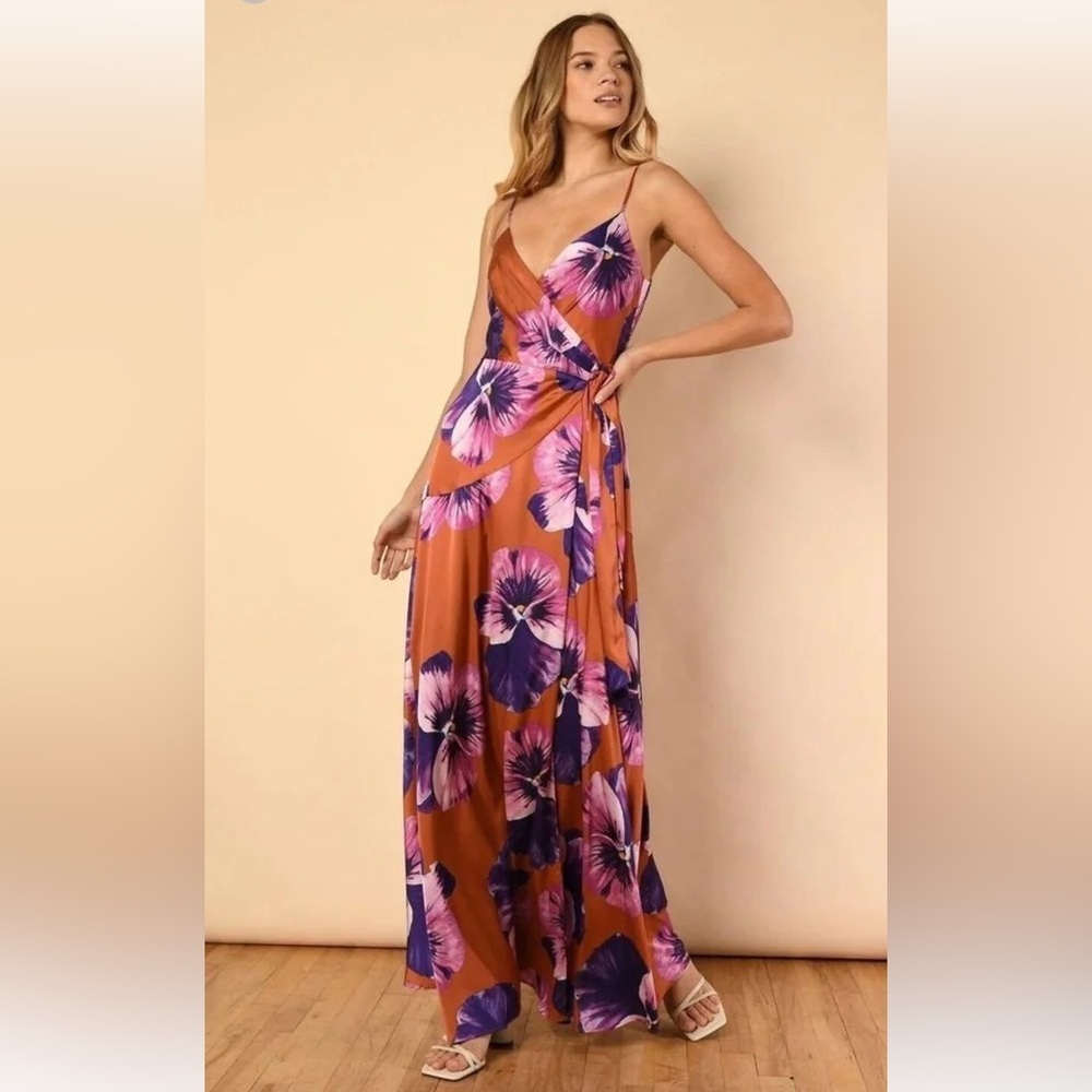 Anthropologie Hutch Satin Floral Maxi Dress NWT XS Vacation Event - Picture 12 of 16